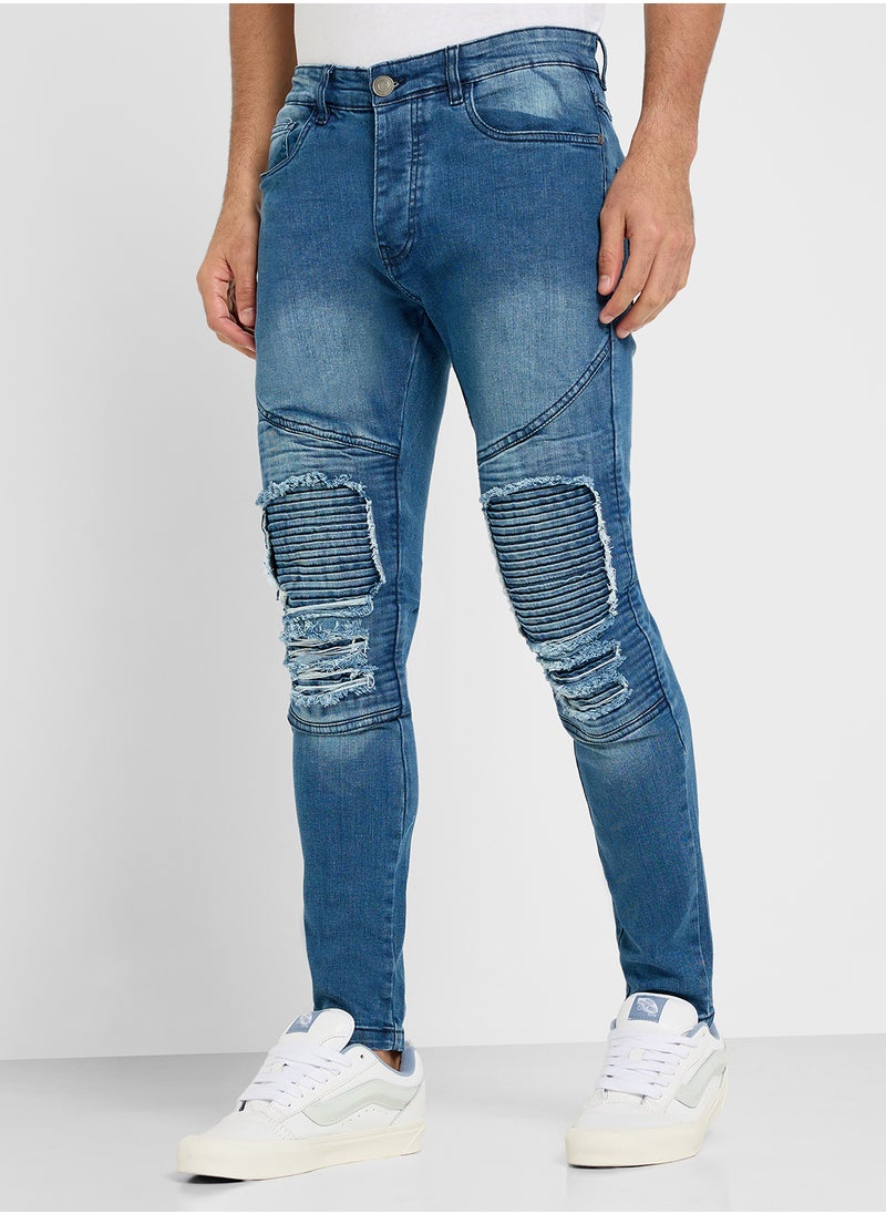 BRAVE SOUL - Denim Multi Stitch Detail Jeans - Image 1