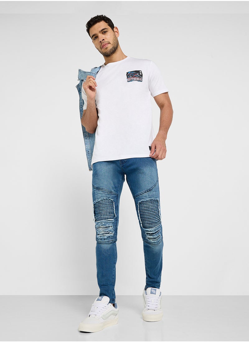 BRAVE SOUL - Denim Multi Stitch Detail Jeans - Image 1