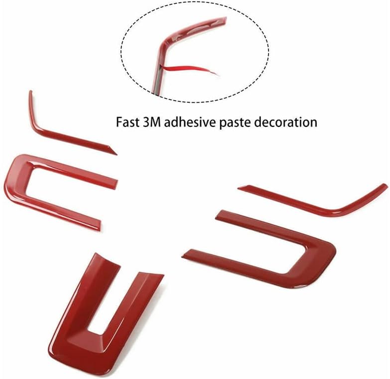 Yurefax 5Pcs Red Steering Wheel Trim for Ford Mustang 2015-2019 - Image 3