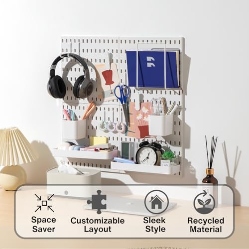 Keepo Pegboard Combination Kit, Pegboards and Accessories Modular Hanging for Wall Organizer, Crafts Organization, Ornaments Display, Nursery Storage, Peg Board (White, 22″×22″) - Image 3