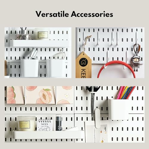 Keepo Pegboard Combination Kit, Pegboards and Accessories Modular Hanging for Wall Organizer, Crafts Organization, Ornaments Display, Nursery Storage, Peg Board (White, 22″×22″) - Image 5