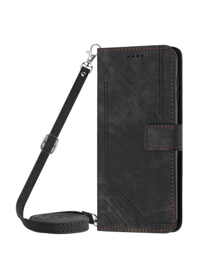 erorex Case For Motorola Moto G Power / G Play 2025 Skin Feel Stripe Pattern Leather Phone Case with Lanyard - Image 2