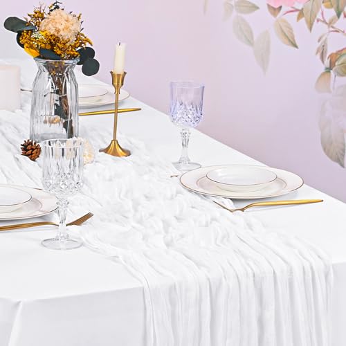 Beautane 10 Pack White Cheesecloth Table Runner 17x108 Inch Boho Gauze Cheese Cloth Table Runners for Wedding Party Baby Shower Birthday Home Decor - Image 5