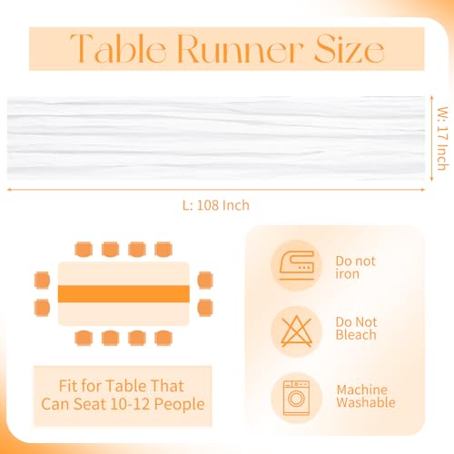 Beautane 10 Pack White Cheesecloth Table Runner 17x108 Inch Boho Gauze Cheese Cloth Table Runners for Wedding Party Baby Shower Birthday Home Decor - Image 2