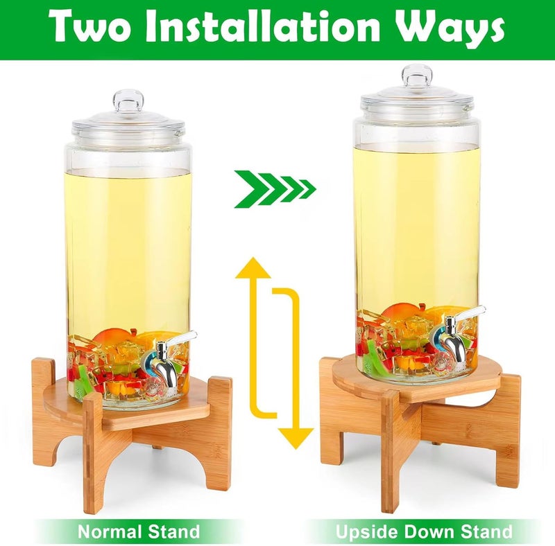 FUREEY Drink Dispenser Stand, Beverage Dispenser Stand, Fit Max 8.66 Inch Diameter of Glass Drink Dispenser, Water Jugs, Water Pitcher and Containers, Natural Bamboo Wood - Image 4