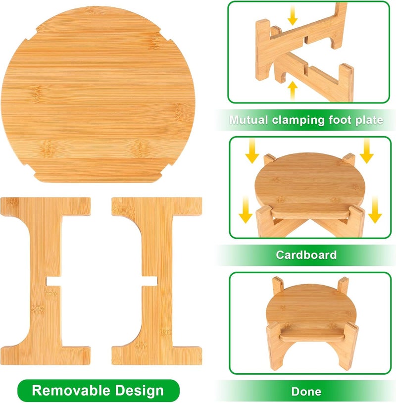 FUREEY Drink Dispenser Stand, Beverage Dispenser Stand, Fit Max 8.66 Inch Diameter of Glass Drink Dispenser, Water Jugs, Water Pitcher and Containers, Natural Bamboo Wood - Image 3