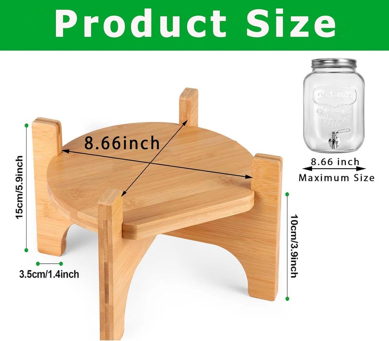 FUREEY Drink Dispenser Stand, Beverage Dispenser Stand, Fit Max 8.66 Inch Diameter of Glass Drink Dispenser, Water Jugs, Water Pitcher and Containers, Natural Bamboo Wood - Image 2