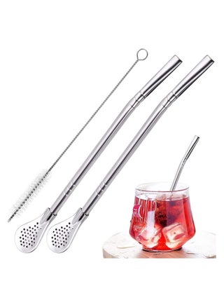 Straws with Filtering Spoon for Yerba Mate , Reusable Stainless Steel Straws to Filter Sediment, with 1 Cleaning Brush Straw for Gourd Loose Leaf Tea Cocktail Infused Drinks(silver) - pzsku/ZA5A6FD8C8C827AF1C8EFZ/45/_/1692685280/4067554e-4232-4464-bf91-1b1369e1f37c