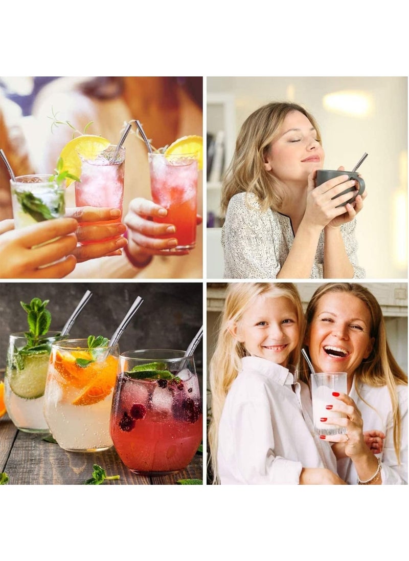 YOMYM - Straws with Filtering Spoon for Yerba Mate , Reusable Stainless Steel Straws to Filter Sediment, with 1 Cleaning Brush Straw for Gourd Loose Leaf Tea Cocktail Infused Drinks(silver) - Image 1