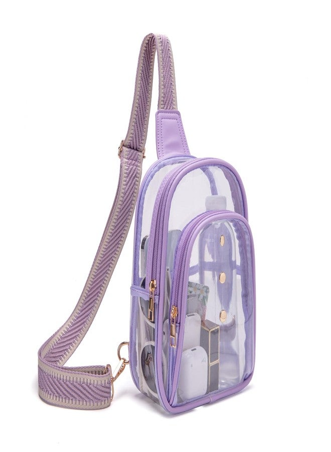 XYWstore Clear Sling Bag, Clear Bag for Stadium Events for Women, Clear Crossbody Bag for Stadium Approved (Purple) - Image 1