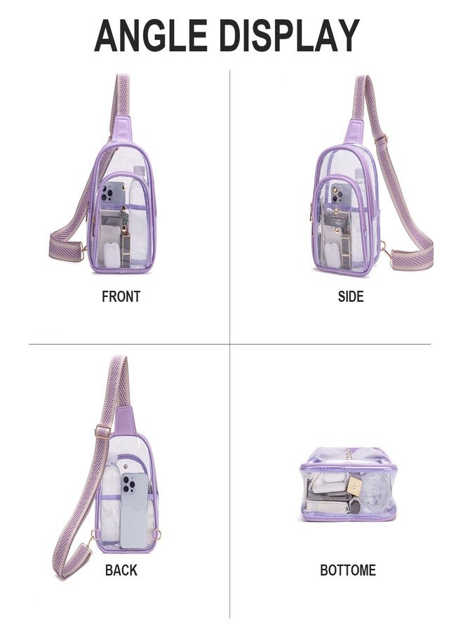 XYWstore Clear Sling Bag, Clear Bag for Stadium Events for Women, Clear Crossbody Bag for Stadium Approved (Purple) - Image 3