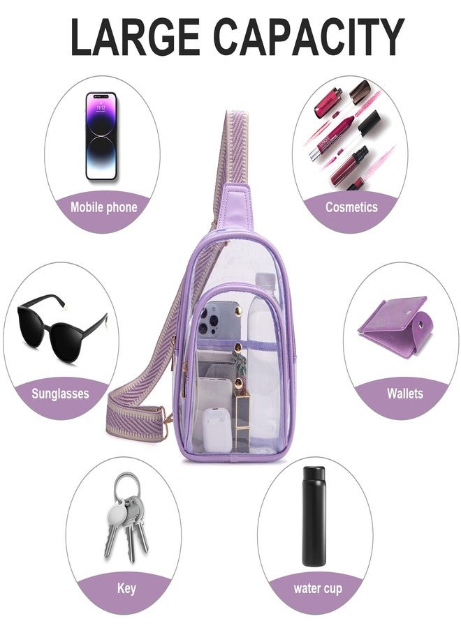XYWstore Clear Sling Bag, Clear Bag for Stadium Events for Women, Clear Crossbody Bag for Stadium Approved (Purple) - Image 5