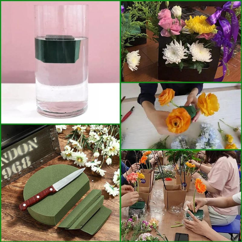 OJYUDD 20 PCS Round Floral Foam,Green Wet Foam Block,Wet Florist Floral Foam Block Flower Arrangement Supplies for Wedding Aisle Flowers,Party Decoration - Image 5