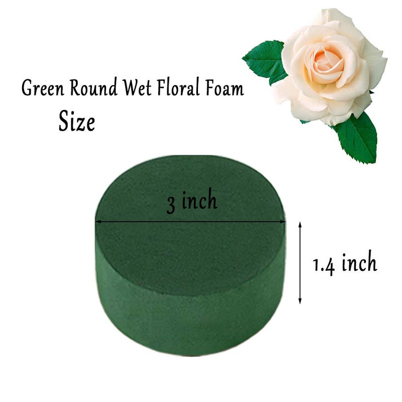 OJYUDD 20 PCS Round Floral Foam,Green Wet Foam Block,Wet Florist Floral Foam Block Flower Arrangement Supplies for Wedding Aisle Flowers,Party Decoration - Image 2