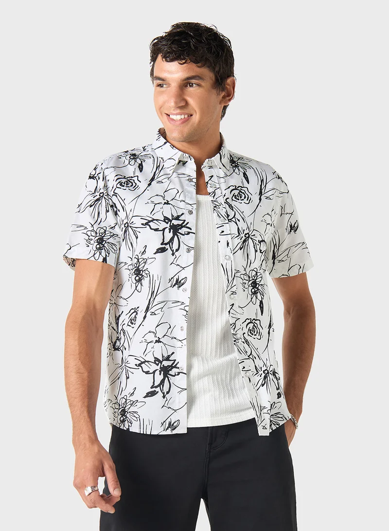 Lee Cooper Lee Cooper Regular Fit All-Over Floral Print Shirt