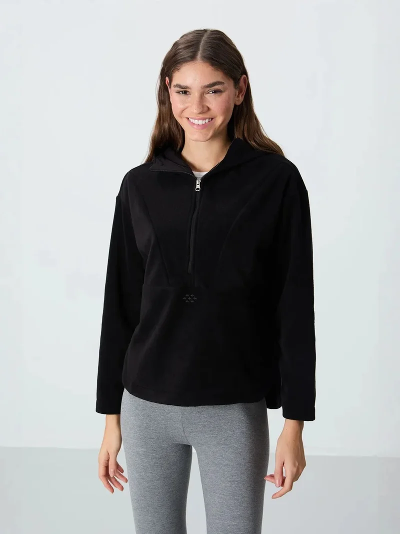 TOMMYLIFE TOMMY Oversized Plush Half-zip Hooded Sweatshirt