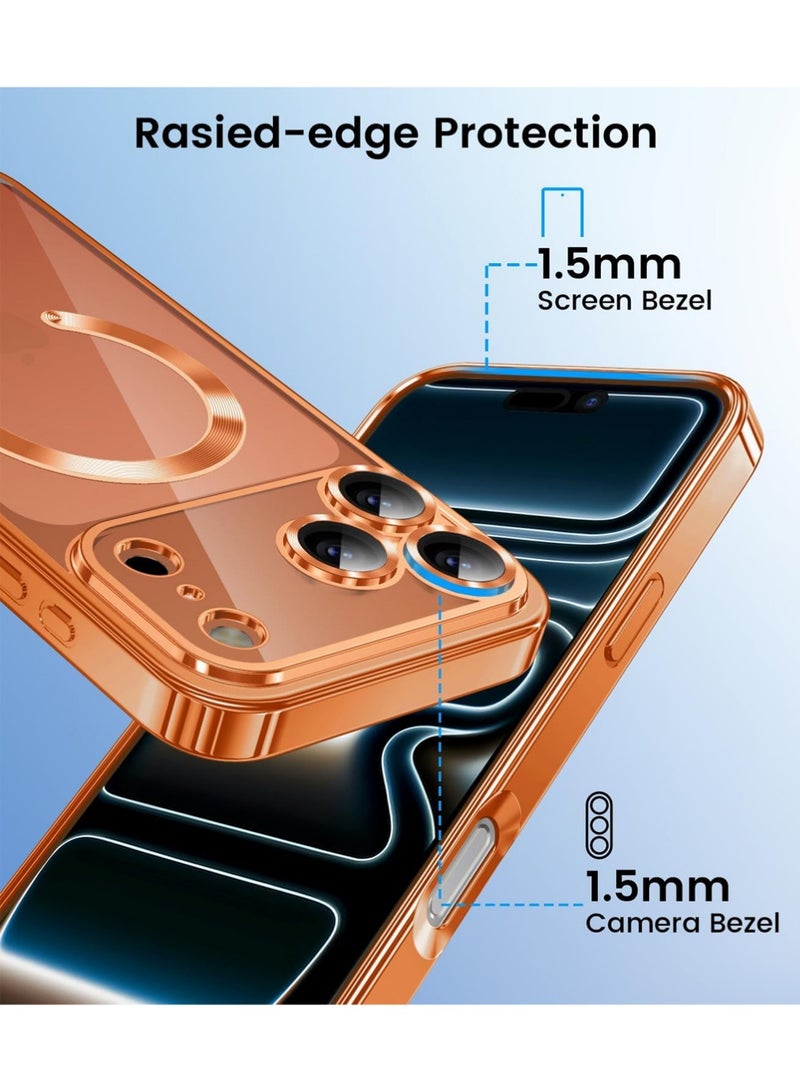 X-level Slim Thin for iPhone 17 Pro Case Clear,Mobiles & Accessories Compatible with MagSafe,Built-in Camera Lens Protector, Shockproof Protective Phone Case, Soft Electroplated Magnetic Cover, Orange - Image 5