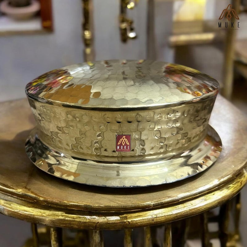 Muke Brass Lagan Handi 100% Pure Hammered – Traditional Handcrafted Cookware for Biryani & Slow Cooking Strong & Durable (5 Liter) - Image 2