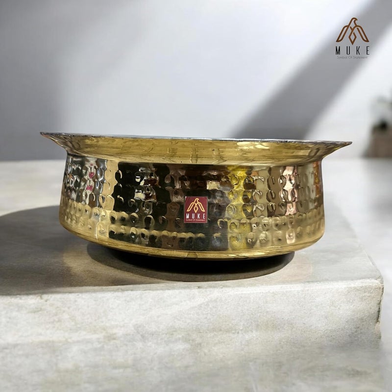Muke Brass Lagan Handi 100% Pure Hammered – Traditional Handcrafted Cookware for Biryani & Slow Cooking Strong & Durable (5 Liter) - Image 5