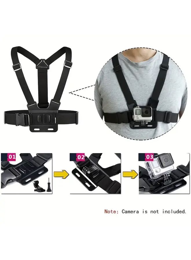 Adjustable Chest Mount Harness Strap For Hero 11 10 9 8 7 6 5 4 Session 3 2 Max Black Accessories - Image 4