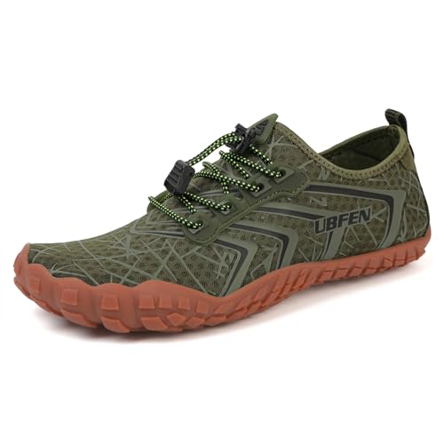 UBFEN Water Shoes Aqua Swim Shoes Mens Womens Beach Sports Quick Dry Barefoot for Boating Fishing Diving Surfing Green Color Size US 14 Women 12 Men - Image 1