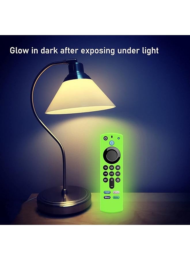 erorex - Remote Cover Replacement Glow Remote Cover For Tv 3Rd Gen 2021 Release Voice Remote 2 Pack Silicone Protective Case Sleeve With Lanyard Glow In Dark Remote Controller Fluorescent Green And Blue - Image 1
