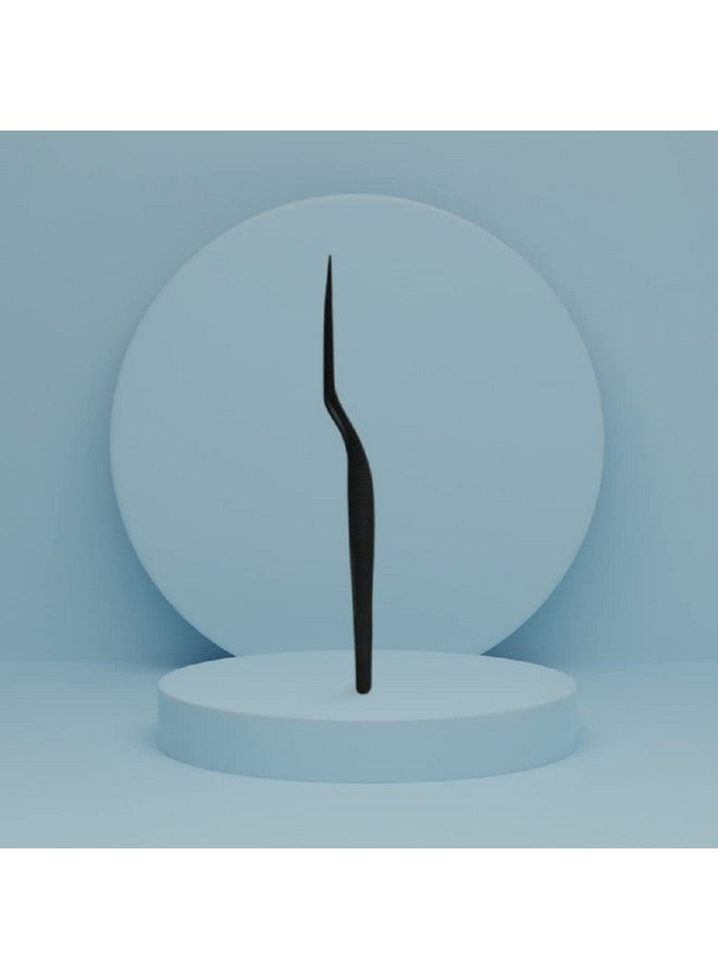 NJ OVERSEAS ملقط الطهاة الأسود NJ بطول 6.3 بوصة، ملقط وضع الطعام، تصميم ملقط من الفولاذ المقاوم للصدأ مع طرف دقيق مائل - 1 قطعة. - Image 3