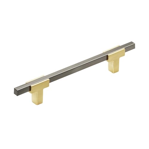 Amerock Cabinet Pull Brushed GoldBlack Chrome 5116 inch 128 mm Center to Center Urbanite 1 Pack Drawer Pull Drawer Handle Cabinet Hardware - Image 1