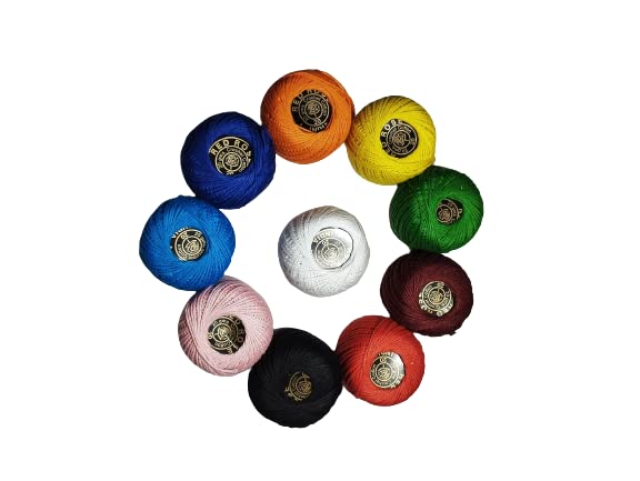 RSP Quality bit® Crochet Cotton Thread Yarn for Knitting and Craft Making (Multicolor, Pack of 10) - Image 1