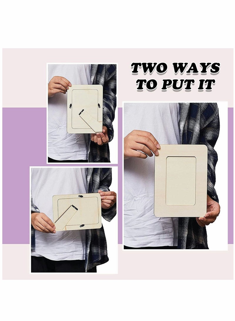 DIY Wood Picture Frames Unfinished Solid Wood Photo Picture Frames Christmas Wooden Photo Frames for Crafts Wood Crafts for Kids Adults Arts and Crafts DIY Painting Projects 7.9 x 5.9 Inch (6) - Image 2