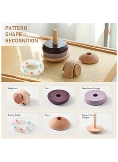 General Baby's hands-on brain stacking shape set of post toys wooden toddler early education puzzle elephant building block set of posts  - Image 2