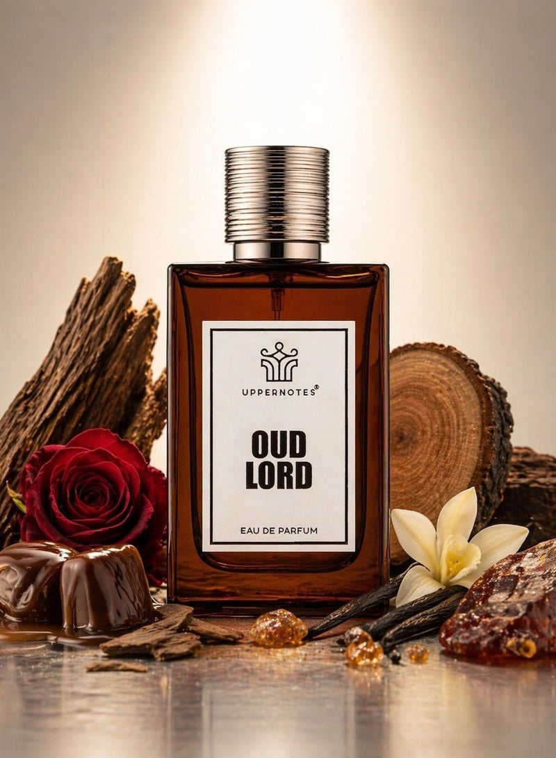 UpperNotes Oud Lord EDP Unisex 80ml | Sweet Praline Rose Vanilla Agarwood | Rich Floral Oriental Long Lasting Fragrance UAE - Image 1
