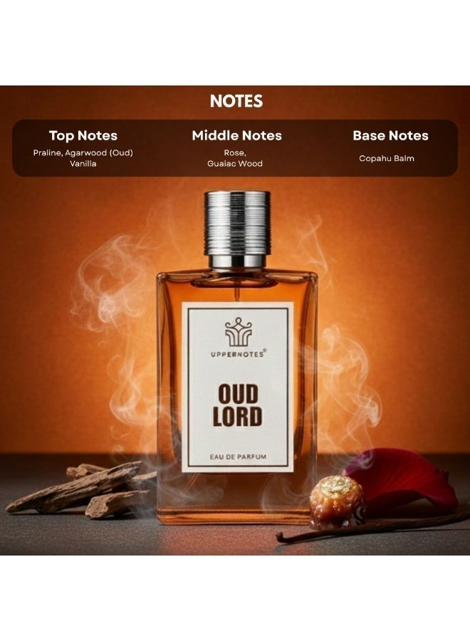 UpperNotes Oud Lord EDP Unisex 80ml | Sweet Praline Rose Vanilla Agarwood | Rich Floral Oriental Long Lasting Fragrance UAE - Image 5