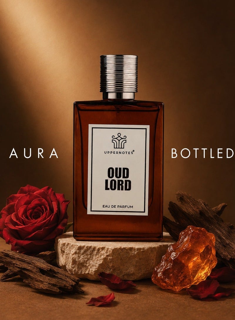UpperNotes Oud Lord EDP Unisex 80ml | Sweet Praline Rose Vanilla Agarwood | Rich Floral Oriental Long Lasting Fragrance UAE - Image 1