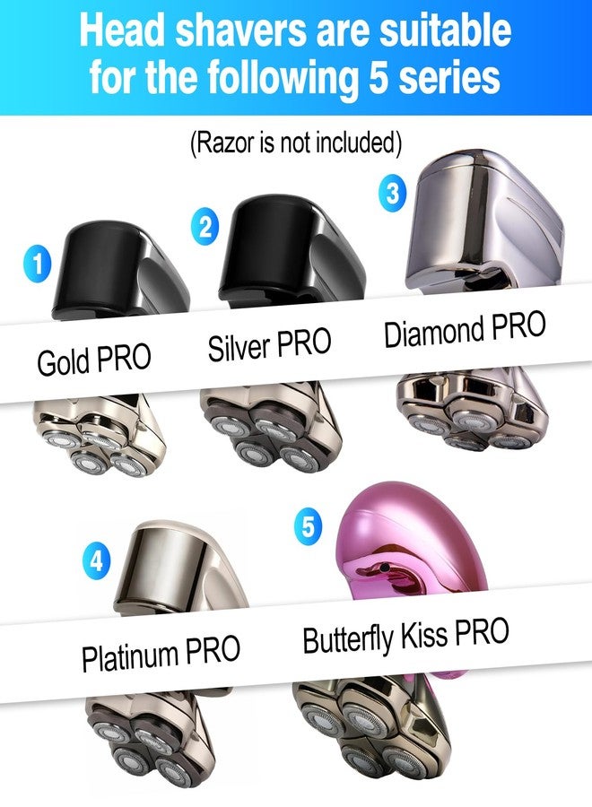 Chendssfkd 3 Pack Pro 4 Shaver Replacement Heads Compatible with Skulls Pitbulls Series Gold PRO, Silver PRO, Platinum/Diamond PRO, Butterfly Kiss PRO Head Shavers - Image 2