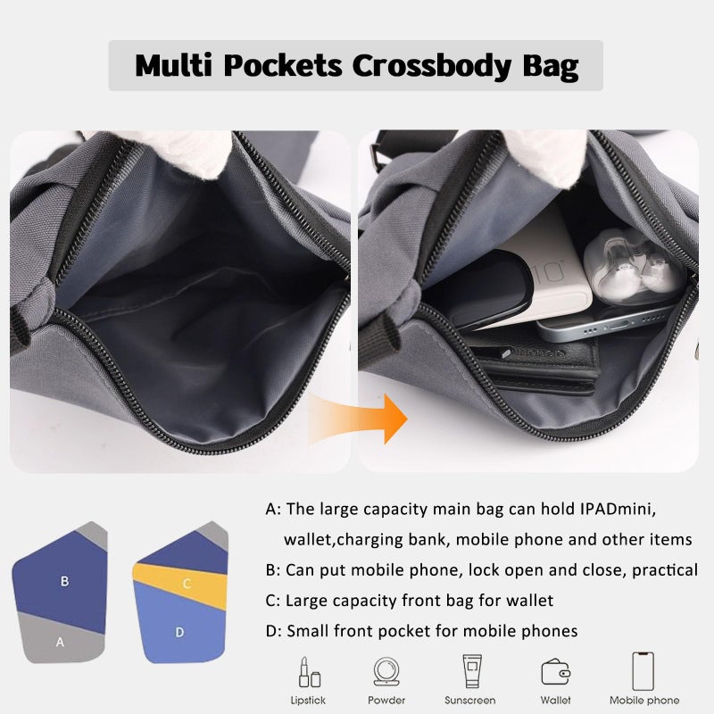 VexelZytro Anti Theft Travel Bag, Travel Anti Pickpocket Purses, Slim Carry Crossbody Bag for Women & Man Travel Safe, Waterproof (Left Shoulder, Grey) - Image 4
