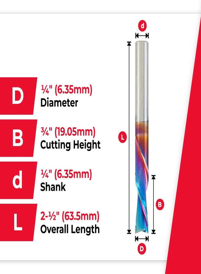 Amana Tool - 46202-K Solid Carbide Spiral Plunge Router Bit Down Cut 1/4 Dia x 3/4 x 1/4 Inch Shank, Spektra Extreme Tool Life Coated - Image 4