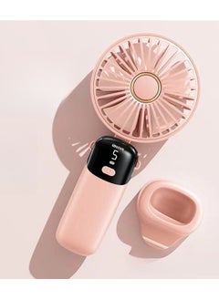 Exotic Mini Handheld Fan, 5 Speeds Portable Personal Fans with LED Screen 90° Adjustable Cooling Fan Removable Base, 3000mAh Quiet USB Fan for Home Office Outdoor Travel, 16-24 Hours Working (Pink)  - Image 1