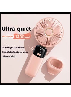 Exotic Mini Handheld Fan, 5 Speeds Portable Personal Fans with LED Screen 90° Adjustable Cooling Fan Removable Base, 3000mAh Quiet USB Fan for Home Office Outdoor Travel, 16-24 Hours Working (Pink)  - Image 2