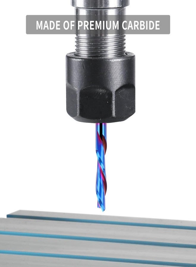 EANOSIC Downcut Spiral Router Bits 1/4 inch Shank, 1/4 inch Cutting Diameter Solid Carbide with Nano Blue Coating CNC Router Bits End Mill for Wood Cut, Carving - Image 5