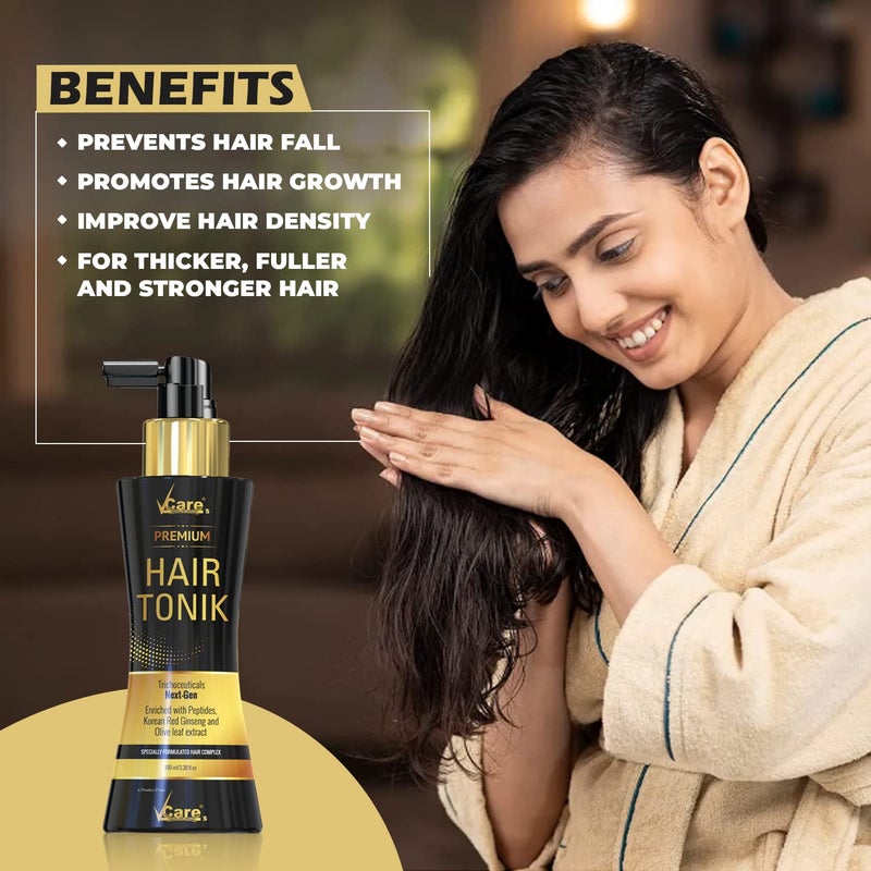 VCare Day Night Hair Tonic For Men  Women with Castor Oil and Olive Leaf ExtractBest Scalp Serum for All Hair TypePrevents Hair Fall  Strengthens Hair Stimulates 200mlPack of 2 - Image 3