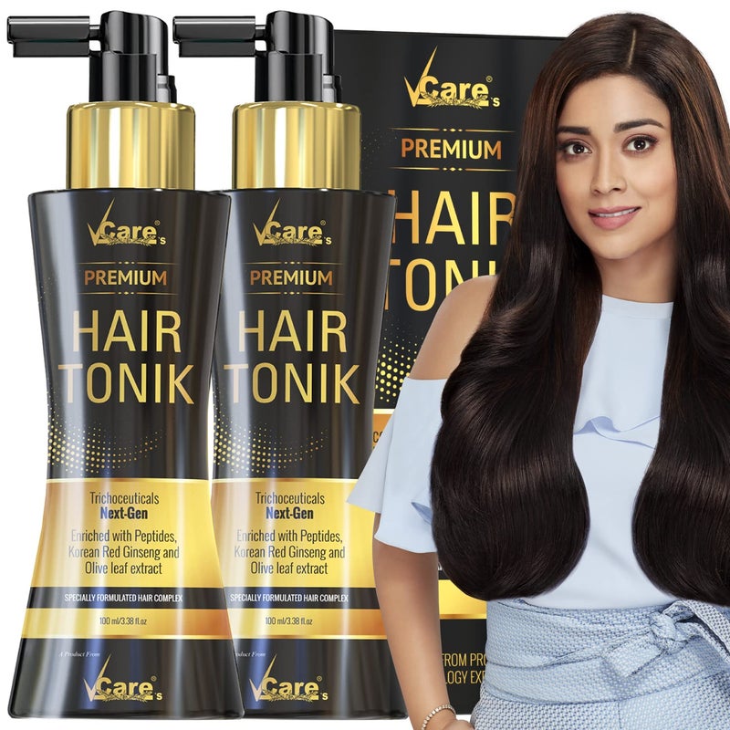 VCare Day Night Hair Tonic For Men  Women with Castor Oil and Olive Leaf ExtractBest Scalp Serum for All Hair TypePrevents Hair Fall  Strengthens Hair Stimulates 200mlPack of 2 - Image 1