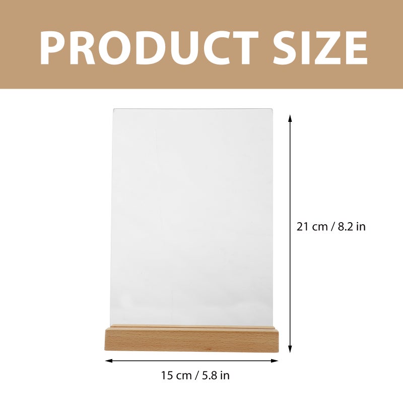 2pcs Poster Stand Desktop Menu Storage Stand Restaurant Menu Holder Stand with Wood Base - Image 2