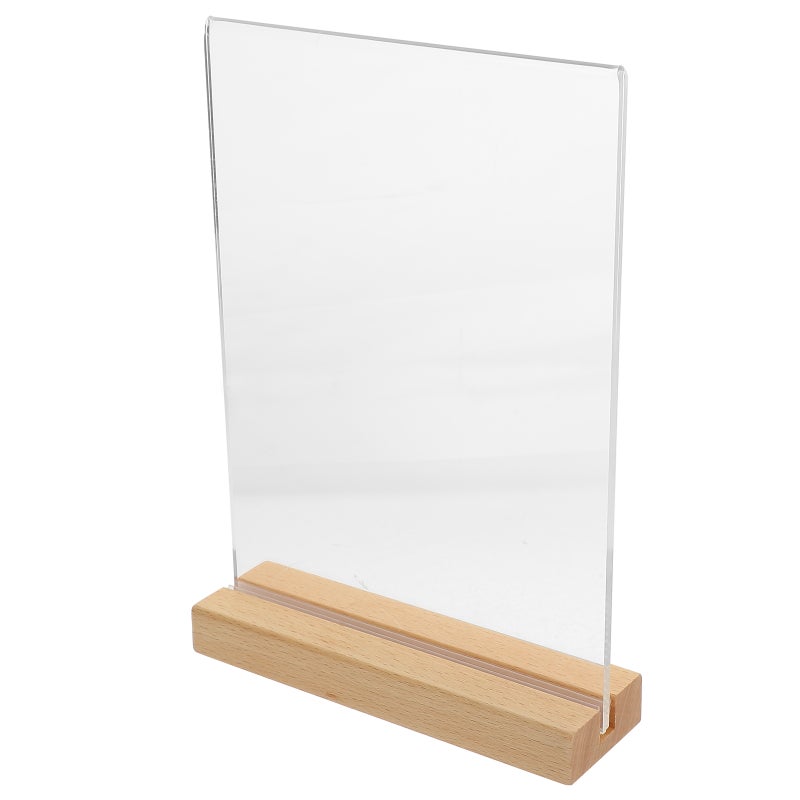 2pcs Poster Stand Desktop Menu Storage Stand Restaurant Menu Holder Stand with Wood Base - Image 4