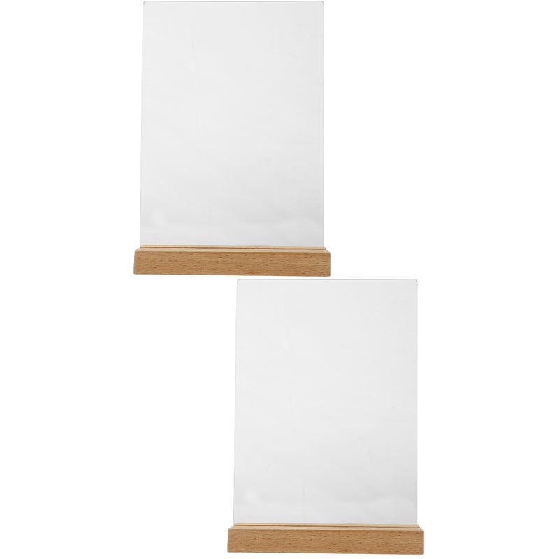 2pcs Poster Stand Desktop Menu Storage Stand Restaurant Menu Holder Stand with Wood Base - Image 1