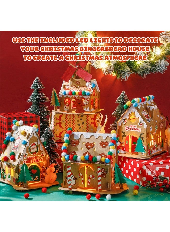 Poen مجموعة بون 12 عبوة من طقم منزل الزنجبيل لعيد الميلاد - طقم حرف يدوية لعيد الميلاد - منزل كرتوني يمكن صنعه بنفسك مع كرات بوم، وأقلام تعليم، وملصقات، وشريط لتزيين حفلة عيد الميلاد (أسلوب أنيق) - Image 2