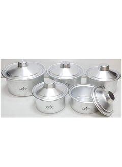 ARTC 10-Piece Pieces Genuine Quality Aluminum Cookware Set - Silver (5Pcs Lid, 5Pcs Pot)  - Image 2