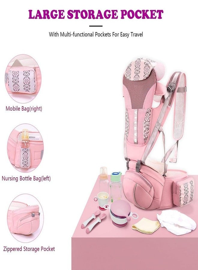Naivete Baby Carrier, Adjustable Baby Hip Seat, Carrier for Toddler Kids, Carrier for 3-36 Months Kids, Multi Storage Pockets, Comfortable Cotton Straps, Safety Buckle & Belt, (1PC) (Pink) - Image 4