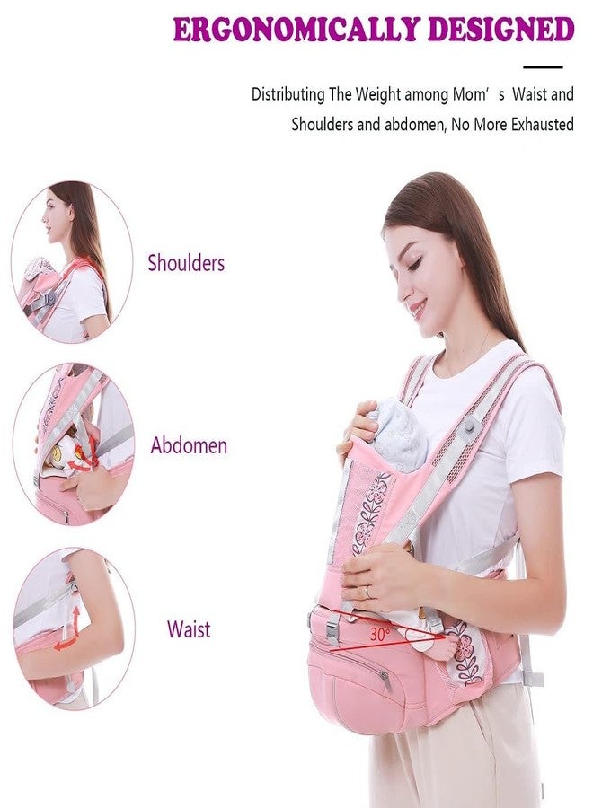 Naivete Baby Carrier, Adjustable Baby Hip Seat, Carrier for Toddler Kids, Carrier for 3-36 Months Kids, Multi Storage Pockets, Comfortable Cotton Straps, Safety Buckle & Belt, (1PC) (Pink) - Image 5