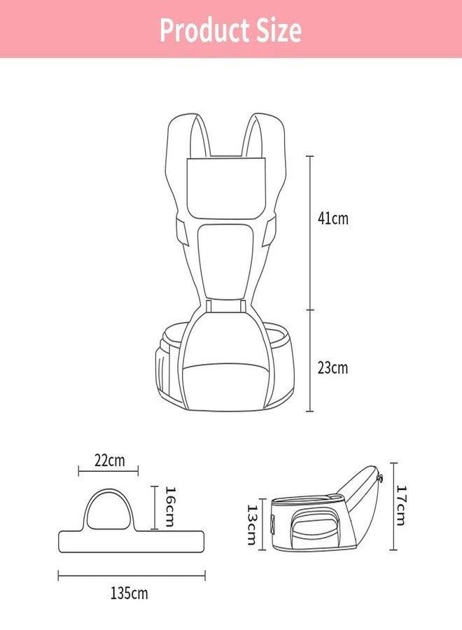 Naivete Baby Carrier, Adjustable Baby Hip Seat, Carrier for Toddler Kids, Carrier for 3-36 Months Kids, Multi Storage Pockets, Comfortable Cotton Straps, Safety Buckle & Belt, (1PC) (Pink) - Image 2